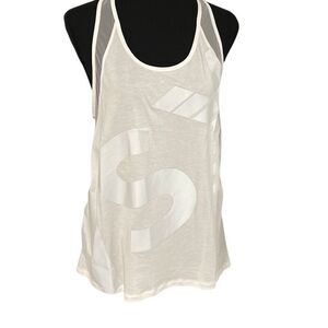 Victoria’s Secret Graphic White Racer Back Mesh Tank Top